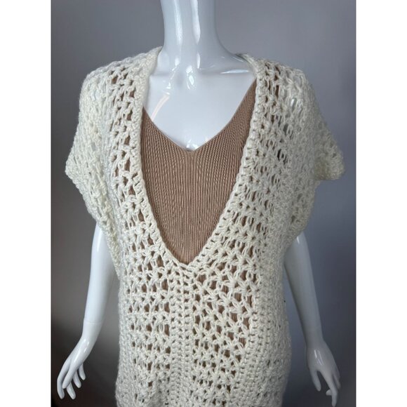 Handmade Crochet Vintage Vest  OS Cream  Crochet Polyester Blend - Picture 6 of 16